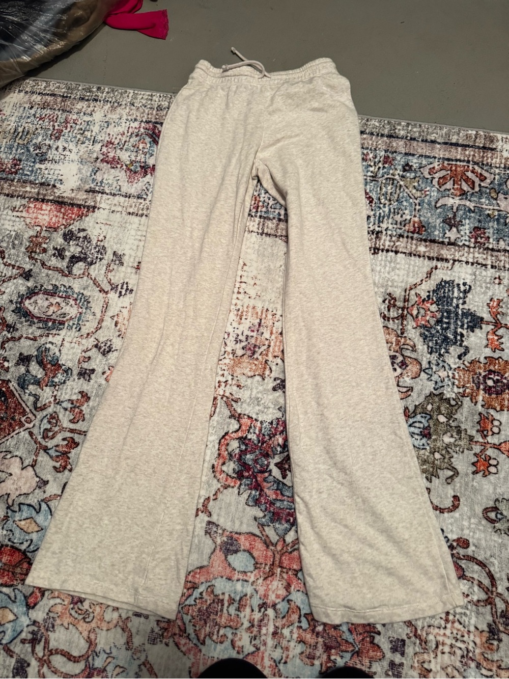 H&M Cream Ribbed Elastic Waist Pants